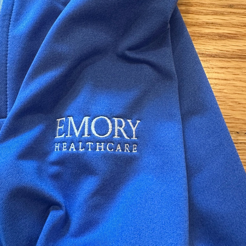 Peter Millar Blue Quarter Zip with Emory Healthcare logo - Picture 3 of 3